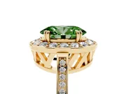 Oval Halo Engagement Ring Setting for a Fancy Green Lab-Grown Diamond | Polished Halo Rim | Yellow Gold
