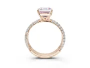 Asscher Cut Domed Pavé Engagement Ring Setting for a Fancy Pink Lab-Grown Diamond | Rose Gold