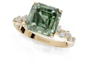 Asscher Cut Graduated Solitaire Engagement Ring Setting for a Fancy Green Lab-Grown Diamond | Yellow Gold