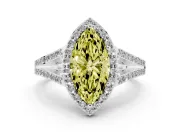 Marquise Split Shank Halo Engagement Ring Setting for a Fancy Yellow Lab-Grown Diamond | Platinum