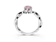 Cushion Cut Twisted Pavé Solitaire Engagement Ring Setting for a Fancy Pink Lab-Grown Diamond | Open Basket | White Gold