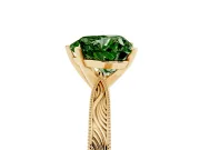 Heart-Shaped Engraved Engagement Ring Setting for a Fancy Green Lab-Grown Diamond | Yellow Gold