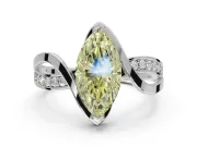 Marquise Bypass Solitaire Engagement Ring Setting for a Fancy Yellow Lab-Grown Diamond | Pavé Strands | Sterling Silver