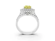 Oval Double Halo Engagement Ring Setting for a Fancy Yellow Lab-Grown Diamond | Pave Split Shank | Sterling Silver