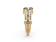 Fancy Black Pear Cut Diamond Vintage-Inspired Milgrain Ring Set in Yellow gold with Accent Split Shank