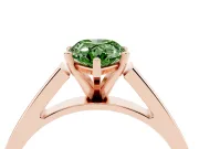 Fancy Green Pear Cut Diamond Solitaire Engagement Ring Set in Rose gold with Prong Setting and Tapered Band