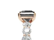 Princess Cut Side Stone Engagement Ring Setting for a Black Center | Rose Gold