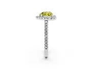 Heart-Shaped Pave Halo Engagement Ring Setting for a Fancy Yellow Lab-Grown Diamond | Pave Band | Sterling Silver