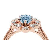 Marquise Scalloped Halo Engagement Ring Setting for a Fancy Blue Lab-Grown Diamond | Milgrain Edges | Rose Gold