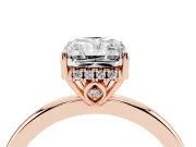 Radiant Cut Hidden Halo Solitaire Engagement Ring Setting | Thin Wire Band | Rose Gold