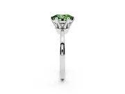 Fancy Green Oval Cut Diamond Solitaire Engagement Ring Set in Silver with Slim Tapered Solitaire Band