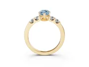 Fancy Blue Marquise Cut Diamond Five-Stone Prong Set Engagement Ring Set in Yellow gold with Channel Band
