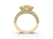 Oval Vintage Pave Engagement Ring Setting for a Fancy Yellow Lab-Grown Diamond | Milgrain Edges | Yellow Gold