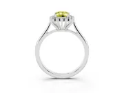 Fancy Yellow Emerald Cut Diamond Halo Ring Set in White gold with Plain Solitaire Band and Prong Setting