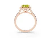 Fancy Yellow Asscher Cut Diamond Milgrain Floral Halo Engagement Ring Set in Rose gold with Pavé Band