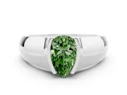 Pear-Shaped Half Bezel Solitaire Engagement Ring Setting for a Fancy Green Lab-Grown Diamond | Wide Band | Platinum