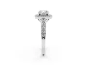 Cushion Cut Milgrain Halo Engagement Ring Setting | Graduated Bezel Accents | Platinum