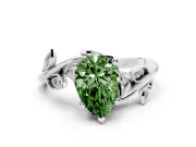 Pear-Shaped Twisted Bypass Engagement Ring Setting for a Fancy Green Lab-Grown Diamond | Platinum