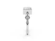 Princess Cut Vintage Milgrain Engagement Ring Setting | Sterling Silver