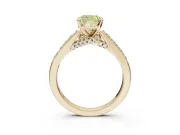 Cushion Cut Pavé Engagement Ring Setting for a Fancy Yellow Lab-Grown Diamond | Crossover Gallery | Yellow Gold