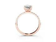 Radiant Cut Pave Solitaire Engagement Ring Setting | Fine Line Pave Band | Rose Gold