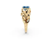 Asscher Cut Leaf Bypass Engagement Ring Setting for a Fancy Blue Lab-Grown Diamond | Yellow Gold