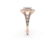 Emerald Cut Halo Split Shank Engagement Ring Setting | Rose Gold