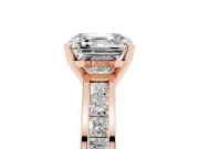 Asscher Cut Channel Set Engagement Ring Setting | Princess Cut Accents | Rose Gold