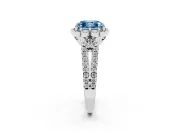 Asscher Cut Floral Halo Engagement Ring Setting for a Fancy Blue Lab-Grown Diamond | Pavé Split Shank | Sterling Silver