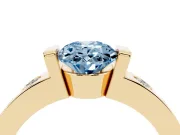 Oval Tension Style Engagement Ring Setting for a Fancy Blue Lab-Grown Diamond | Yellow Gold