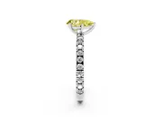 Fancy Yellow Pear Cut Diamond Pavé Band Solitaire Set in Platinum with Prong Setting