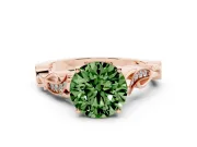 Round Vine Engagement Ring Setting for a Fancy Green Lab-Grown Diamond | Rose Gold