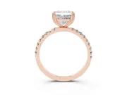 Princess Cut Diamond Brilliant Solitaire Set in Rose gold with Pavé Band and Claw Prong Setting