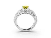 Radiant Cut Art Deco Engagement Ring Setting for a Fancy Yellow Lab-Grown Diamond | White Gold