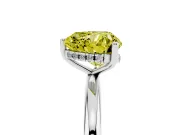 Fancy Yellow Heart Cut Diamond Solitaire Engagement Ring Set in Silver with Prong Setting and Polished Band