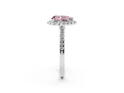 Pear-Shaped Halo Engagement Ring Setting for a Fancy Pink Lab-Grown Diamond | Pave Shoulders | White Gold