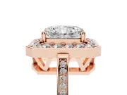 Radiant Cut Halo Engagement Ring Setting | Polished Halo Rim | Rose Gold