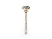 Round Hidden Halo Engagement Ring Setting for a Fancy Green Lab-Grown Diamond | Pavé Band | Rose Gold