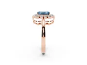 Emerald Cut Scalloped Cluster Halo Engagement Ring Setting for a Fancy Blue Lab-Grown Diamond | Plain Band | Rose Gold