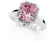 Radiant Cut Knife-Edge Halo Engagement Ring Setting for a Fancy Pink Lab-Grown Diamond | White Gold