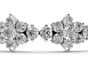 Round Lab-Grown Diamond Floral Cluster Tennis Bracelet | Flower Motif Links | White Gold