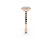 Emerald Cut Halo Pavé Engagement Ring Setting | Single Row Shoulders | Rose Gold