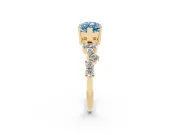 Marquise Scattered Accent Engagement Ring Setting for a Fancy Blue Lab-Grown Diamond | Yellow Gold