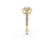 Cushion Cut Framed Halo Engagement Ring Setting | Graduated Pavé Band | Yellow Gold