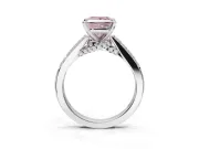 Princess Cut Pavé Solitaire Engagement Ring Setting for a Fancy Pink Lab-Grown Diamond | Crossover Gallery | White Gold