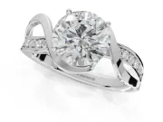 Round Bypass Solitaire Engagement Ring Setting | Pavé and Plain Strands | Sterling Silver