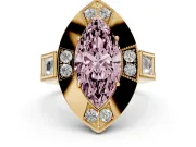 Marquise Milgrain Sectioned Halo Engagement Ring Setting for a Fancy Pink Lab-Grown Diamond | Yellow Gold