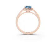 Fancy Blue Pear Cut Diamond Halo Ring Set in Rose gold with Solitaire Band and Prong Setting