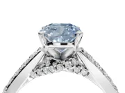 Cushion Cut Pavé Engagement Ring Setting for a Fancy Blue Lab-Grown Diamond | Crossover Gallery | Sterling Silver