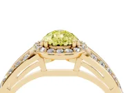Pear-Shaped Halo Engagement Ring Setting for a Fancy Yellow Lab-Grown Diamond | Two-Row Pave Split Shank | Yellow Gold